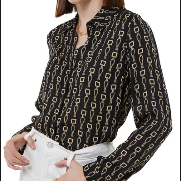 L'AGENCE Tops - L'Agence 100% Silk Nina Keyring Blouse